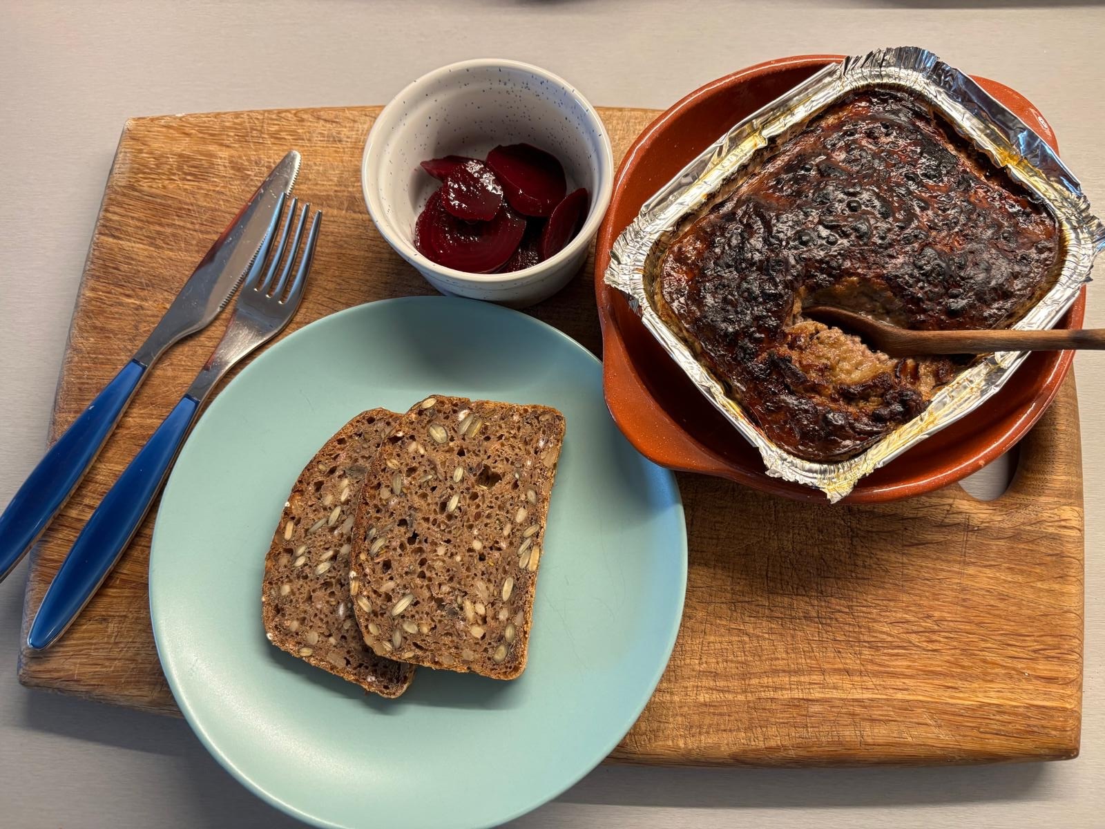 Homemade leverpostej served with rugbrod